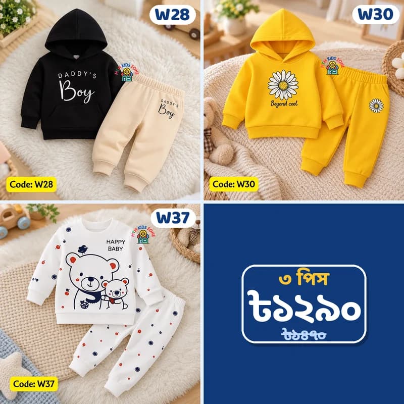 ছেলে বাবুর শীতের ৩ পিস কম্বো · প্যাক ৩