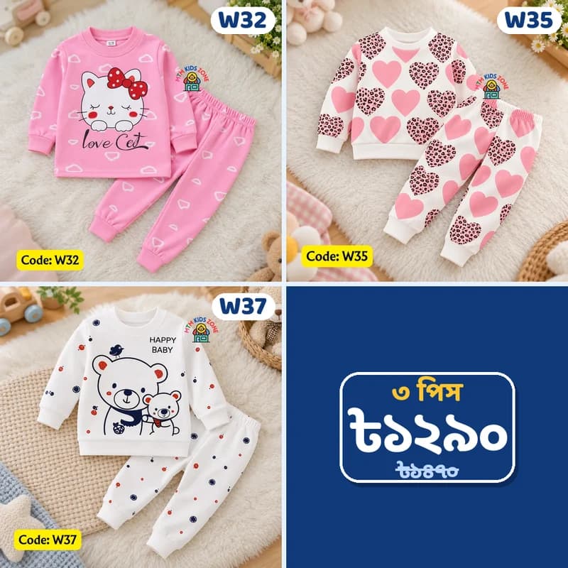 সোয়েটশার্ট সেট ৩ পিস কম্বো · প্যাক ২
